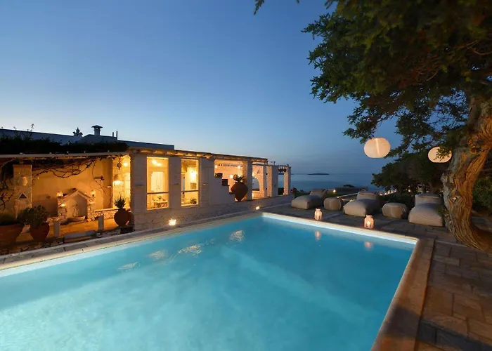 Executive Paros Villa: Beachfront Supreme With Private Pool Villa Ambelas